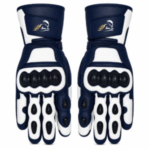Velox Apex Navy Blue Leather Motorcycle Racing Gloves