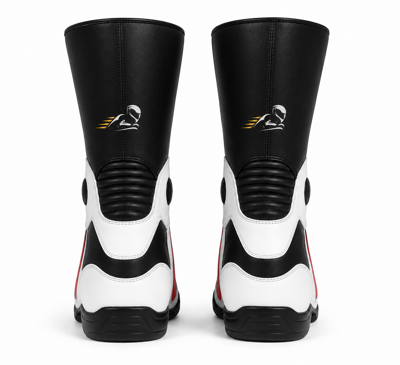 Velox Stride Black White Red Leather Motorcycle Riding Boots - Image 3