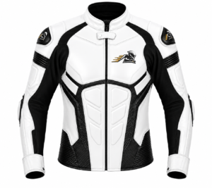 Velox Apex White Leather Motorcycle Racing Jacket