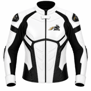 Velox Apex White Leather Motorcycle Racing Jacket