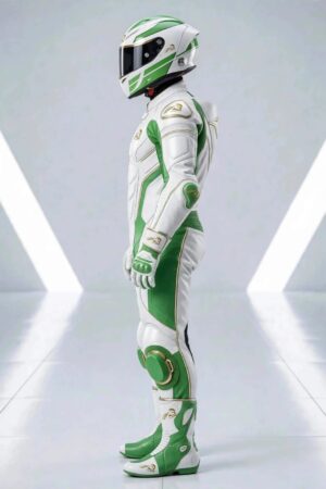 Velox Apex Green & White One Piece Leather Racing Suit