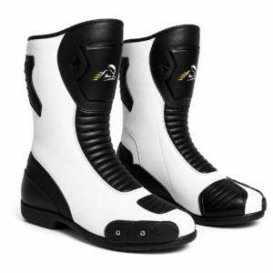 Velox Apex White Leather Motorcycle Racing Boots