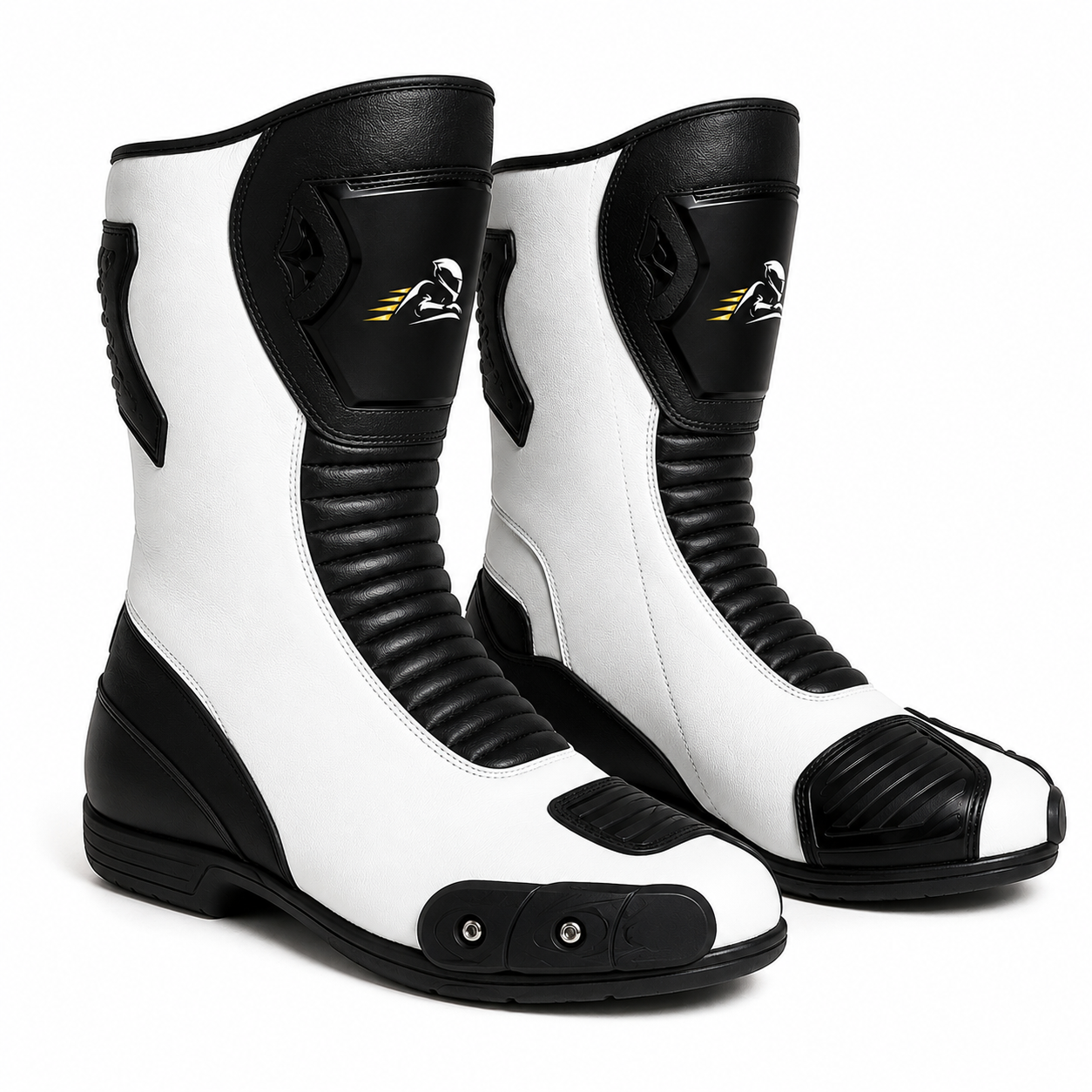 Velox Apex White Leather Motorcycle Racing Boots