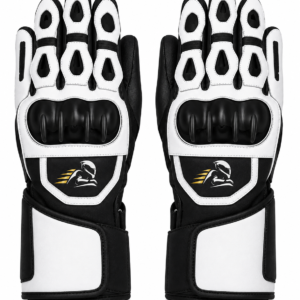 Velox Strike White TPU Leather Motorcycle Racing Gloves