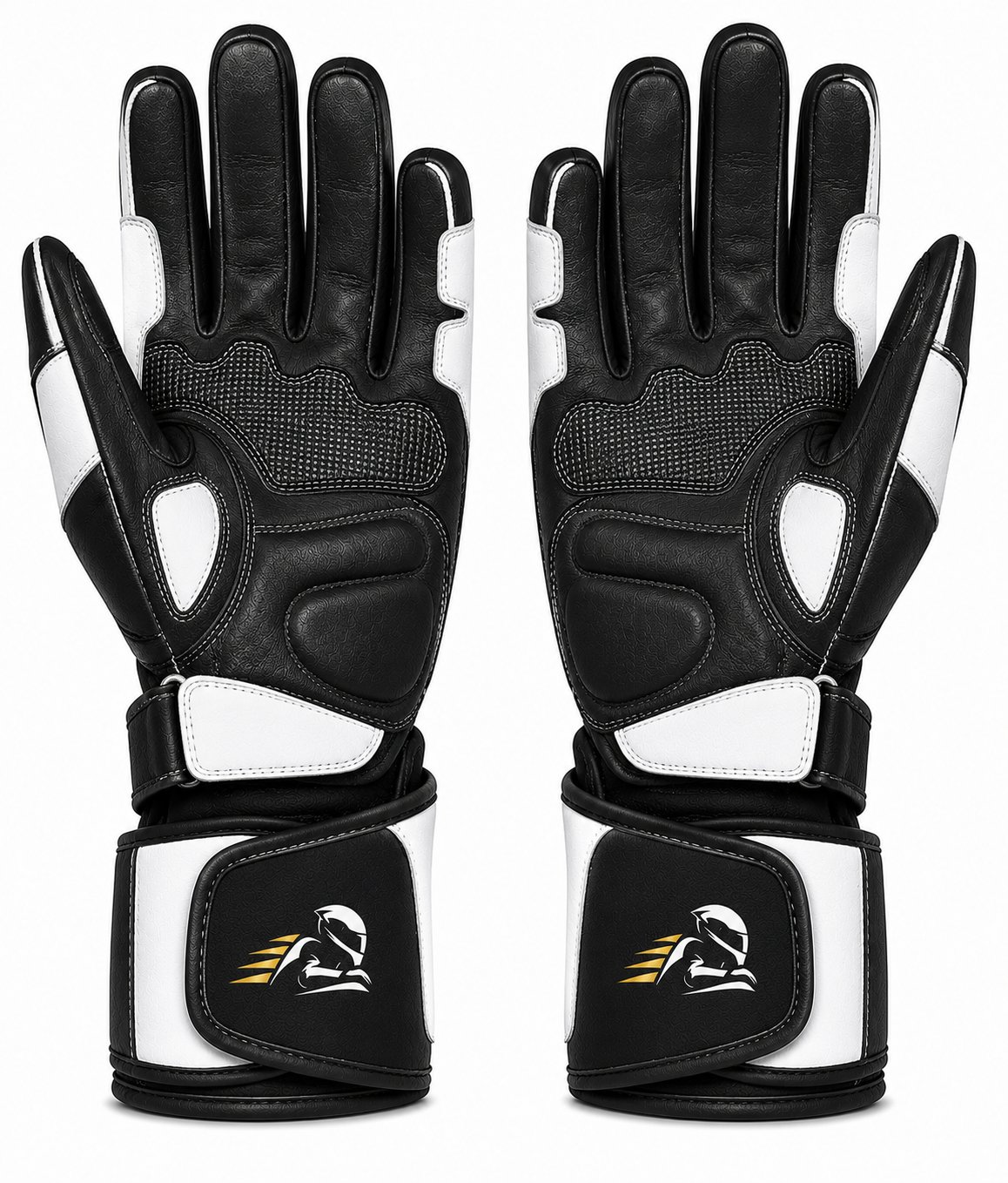 Velox Strike White TPU Leather Motorcycle Racing Gloves - Image 3