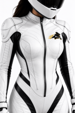 Velox Stealth Women’s White Leather Racing Suit